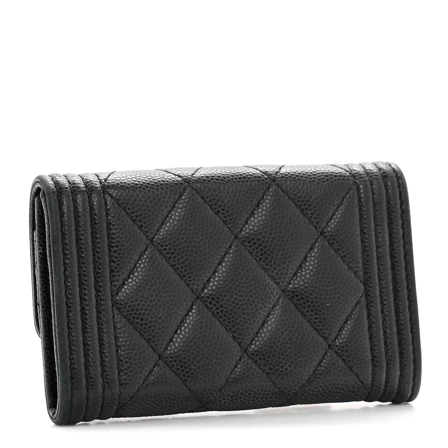 Caviar Quilted Boy Flap Card Holder Black - Image 6