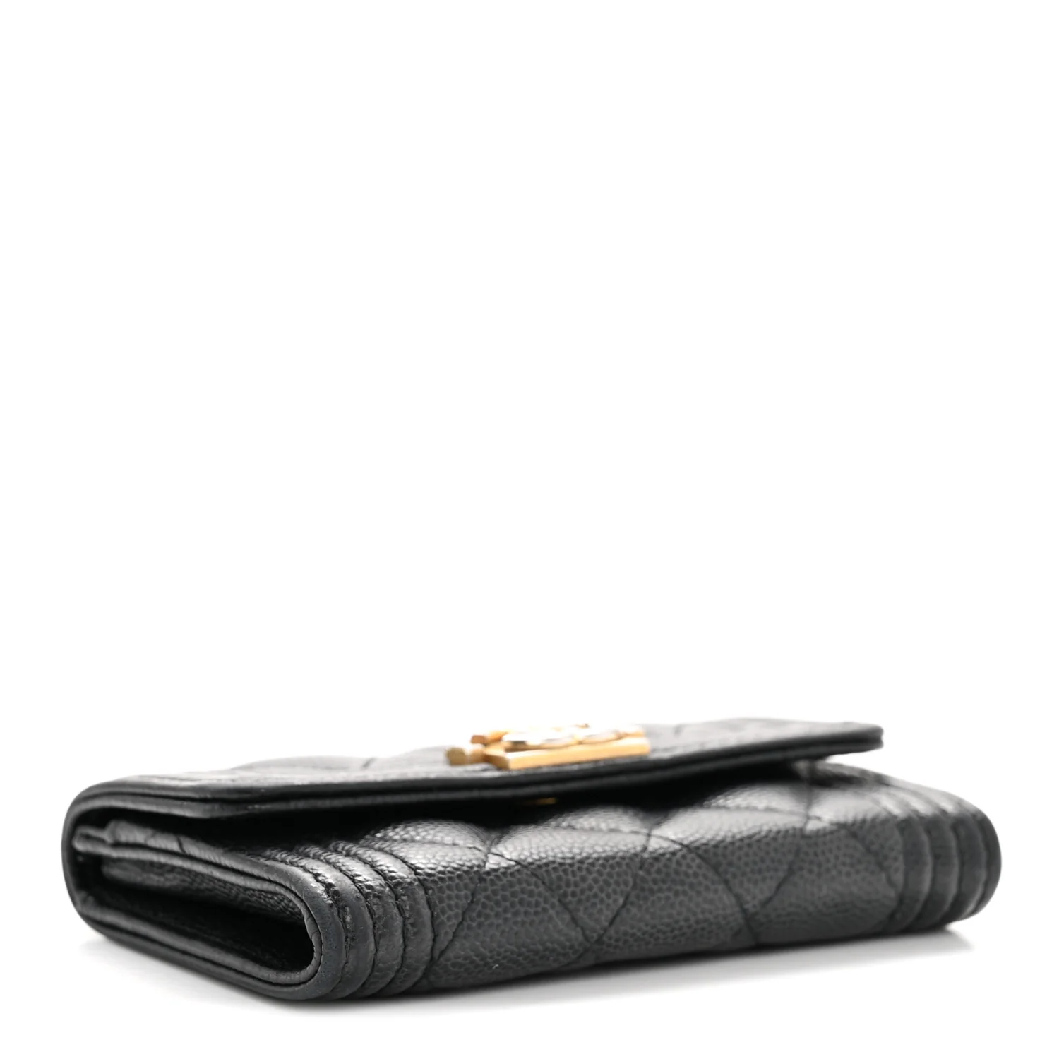 Caviar Quilted Boy Flap Card Holder Black - Image 7