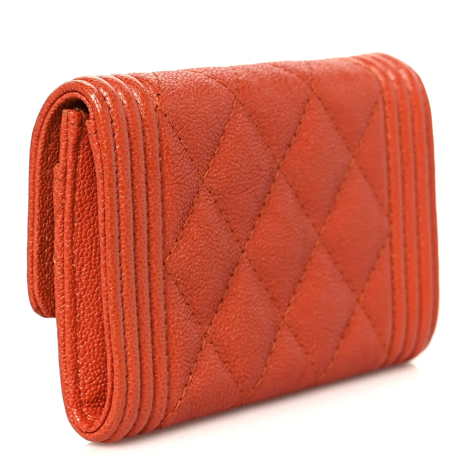 Caviar Quilted Boy Flap Card Holder Orange - Image 3
