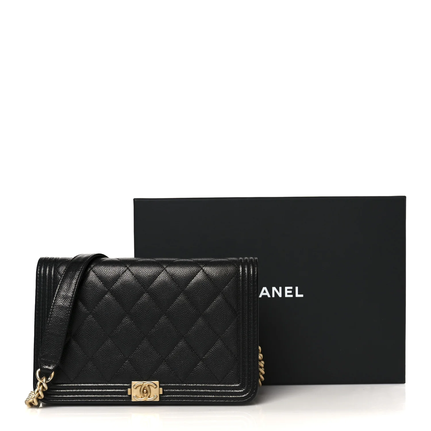 Caviar Quilted Boy Wallet On Chain WOC Black - Image 13