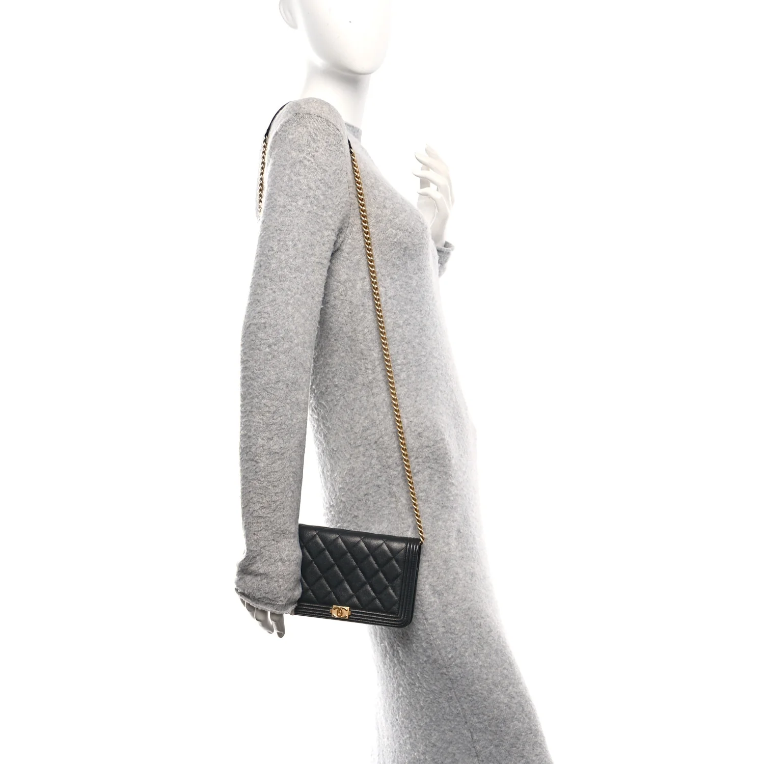 Caviar Quilted Boy Wallet On Chain WOC Black - Image 2