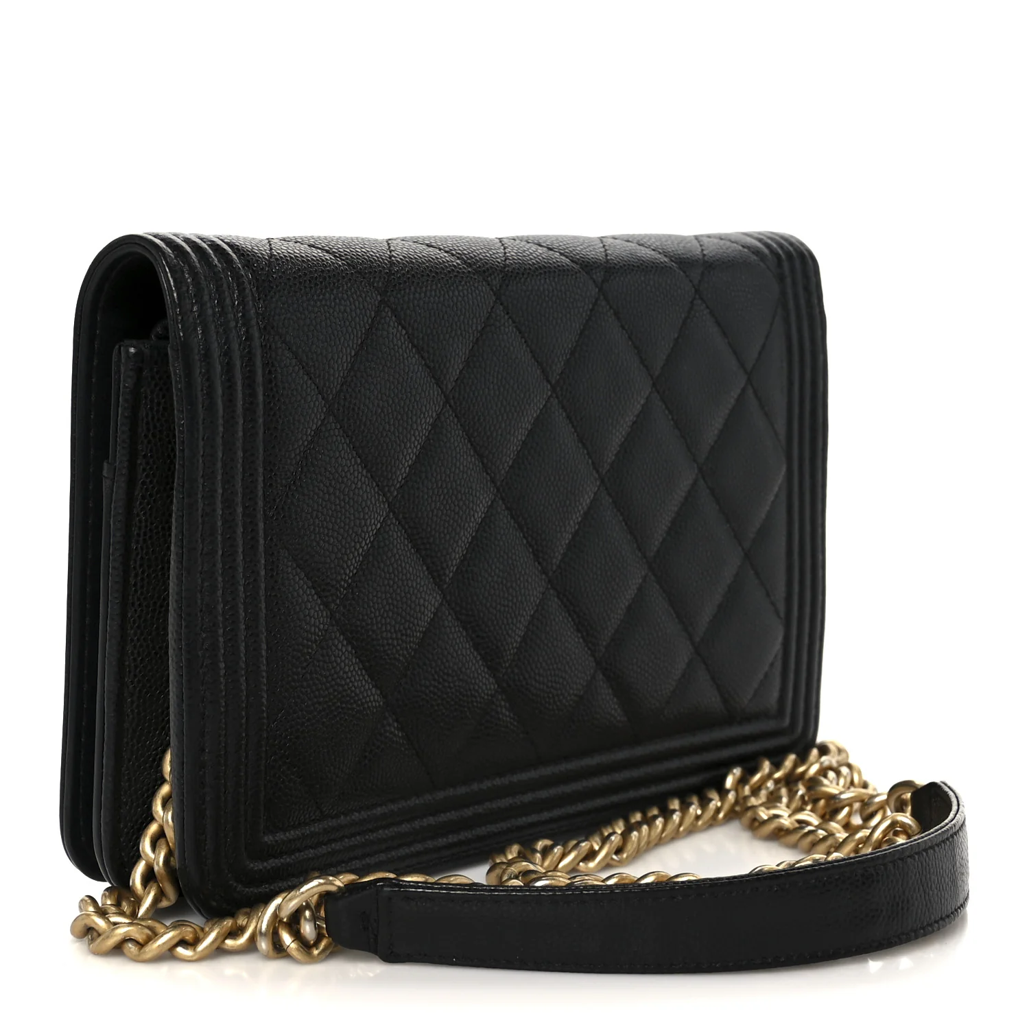 Caviar Quilted Boy Wallet On Chain WOC Black - Image 3