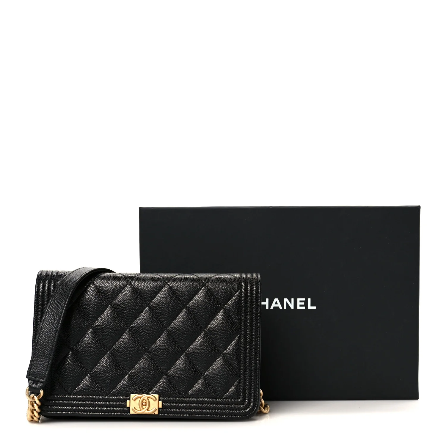 Caviar Quilted Boy Wallet On Chain WOC Black - Image 12