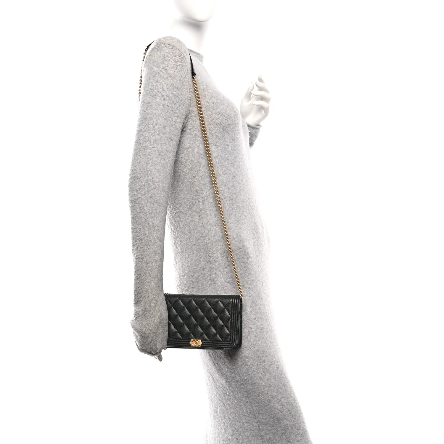 Caviar Quilted Boy Wallet On Chain WOC Black - Image 2