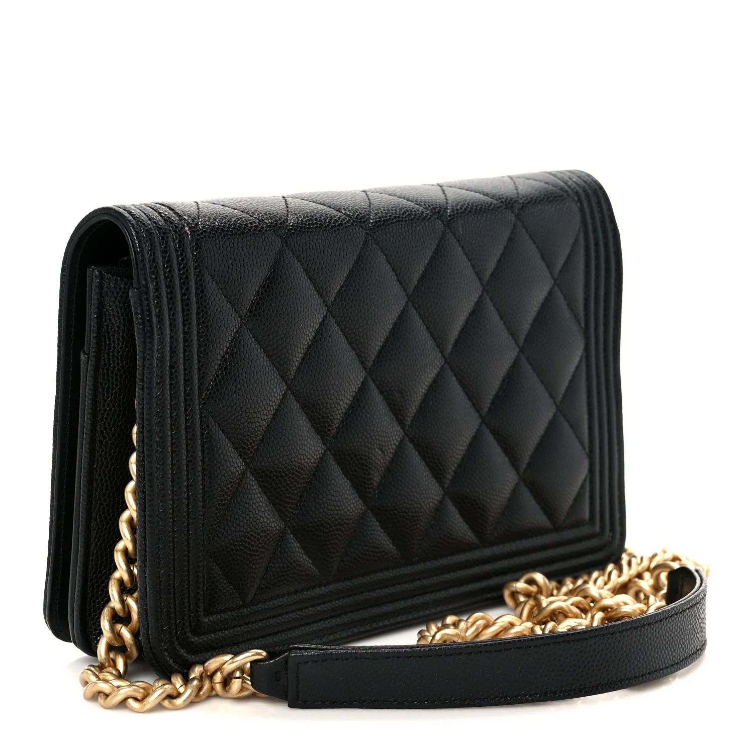 Caviar Quilted Boy Wallet On Chain WOC Black - Image 3