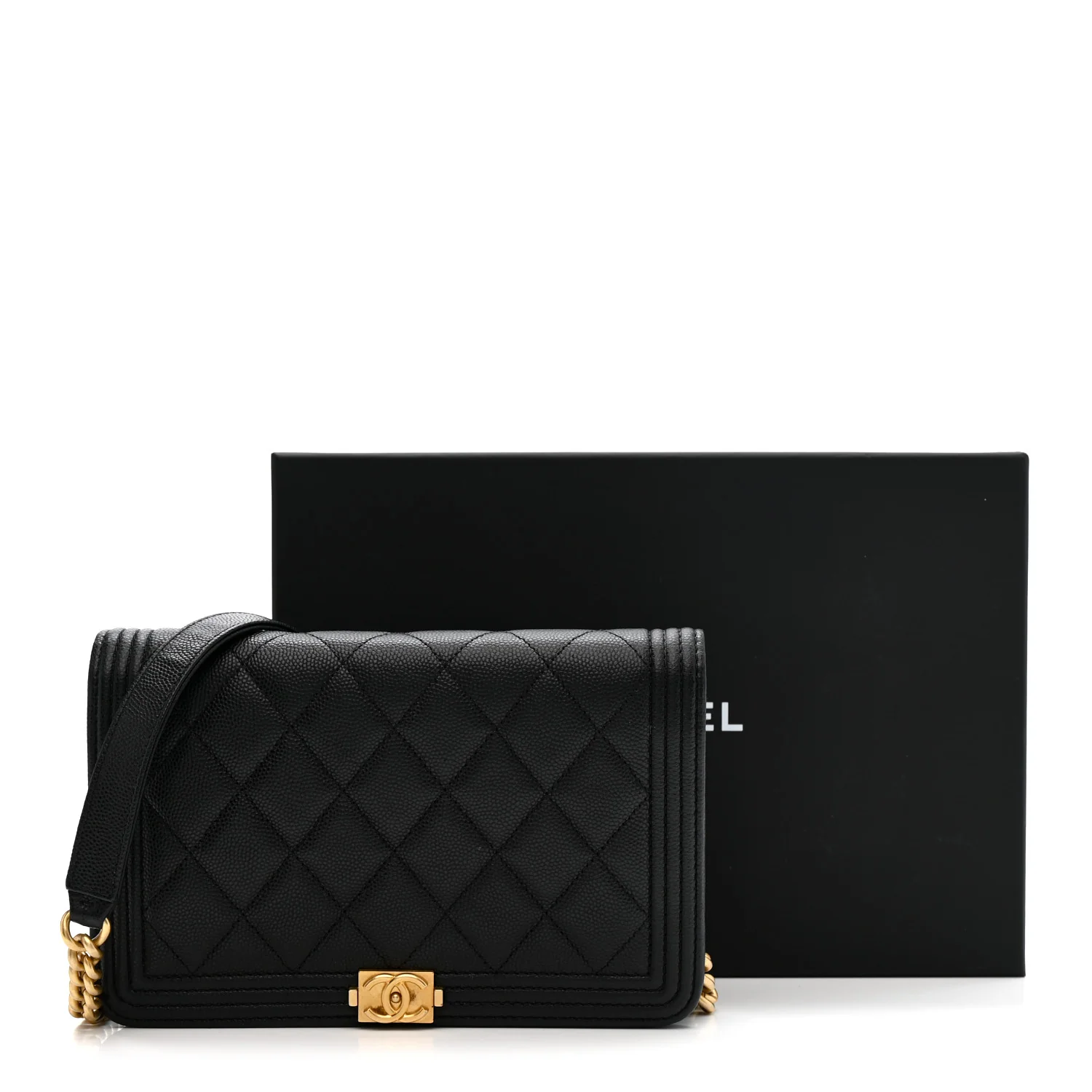Caviar Quilted Boy Wallet On Chain WOC Black - Image 12