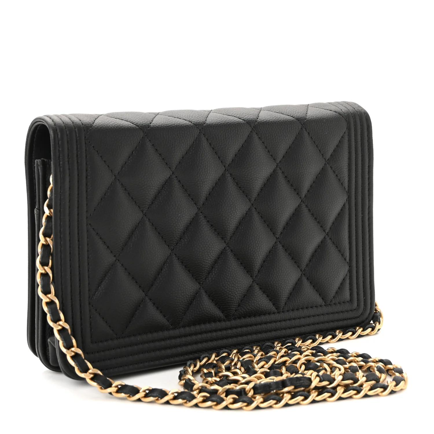Caviar Quilted Boy Wallet On Chain WOC Black - Image 3