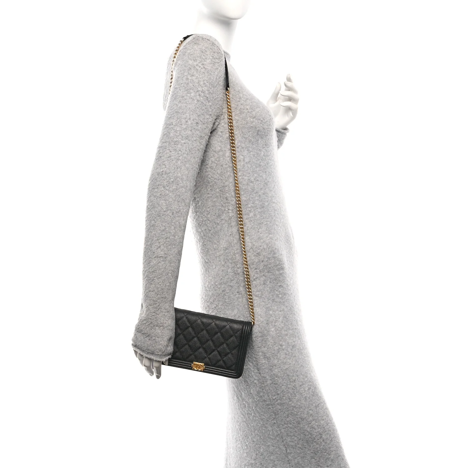Caviar Quilted Boy Wallet On Chain WOC Black - Image 2