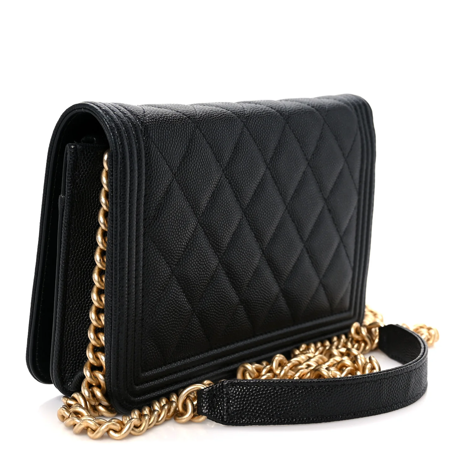 Caviar Quilted Boy Wallet On Chain WOC Black - Image 3