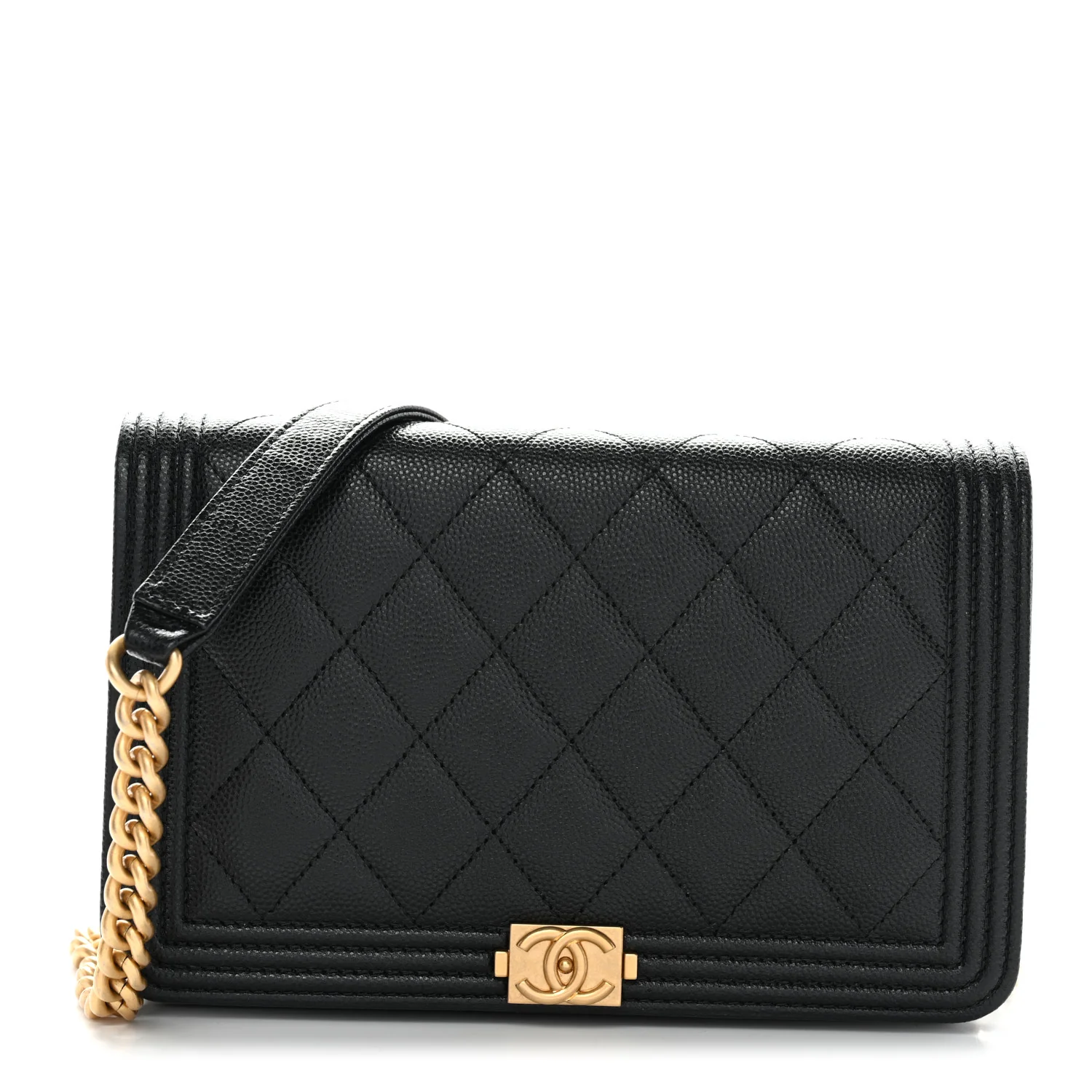 Caviar Quilted Boy Wallet On Chain WOC Black - Image 3