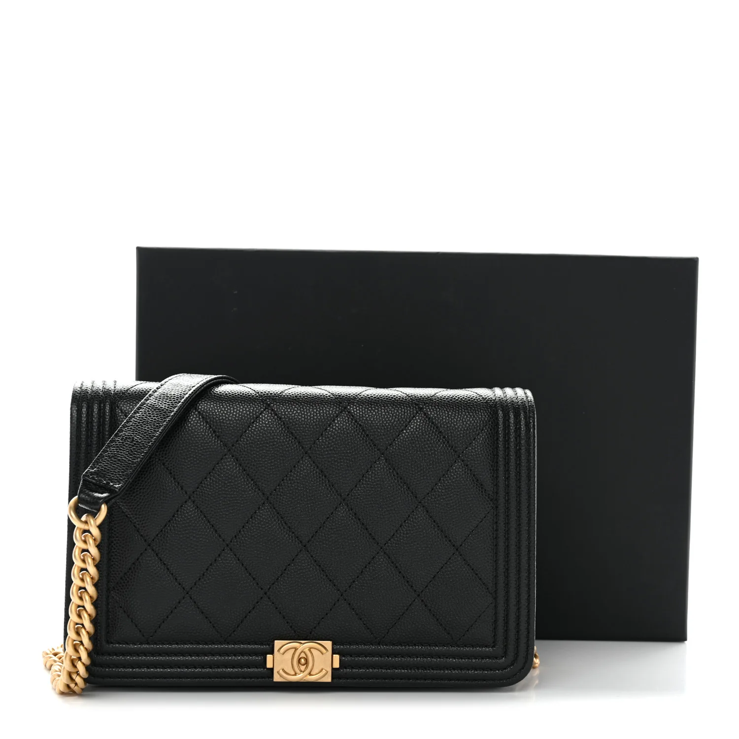Caviar Quilted Boy Wallet On Chain WOC Black - Image 41