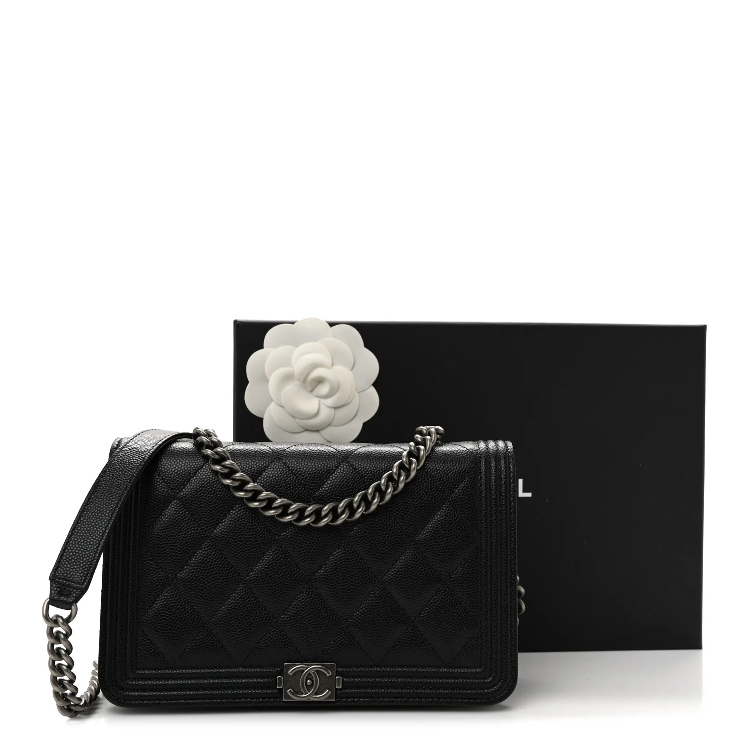Caviar Quilted Boy Wallet On Chain WOC Black - Image 12