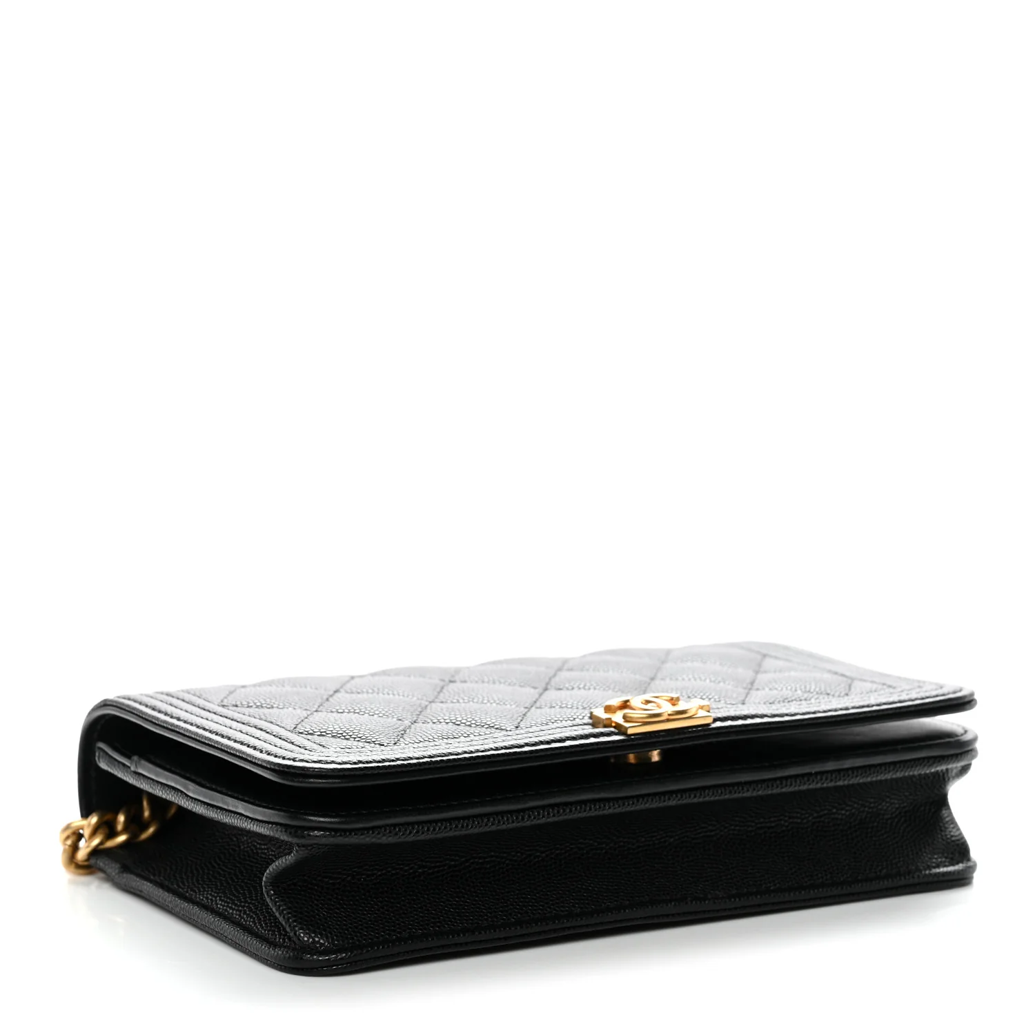 Caviar Quilted Boy Wallet On Chain WOC Black - Image 4