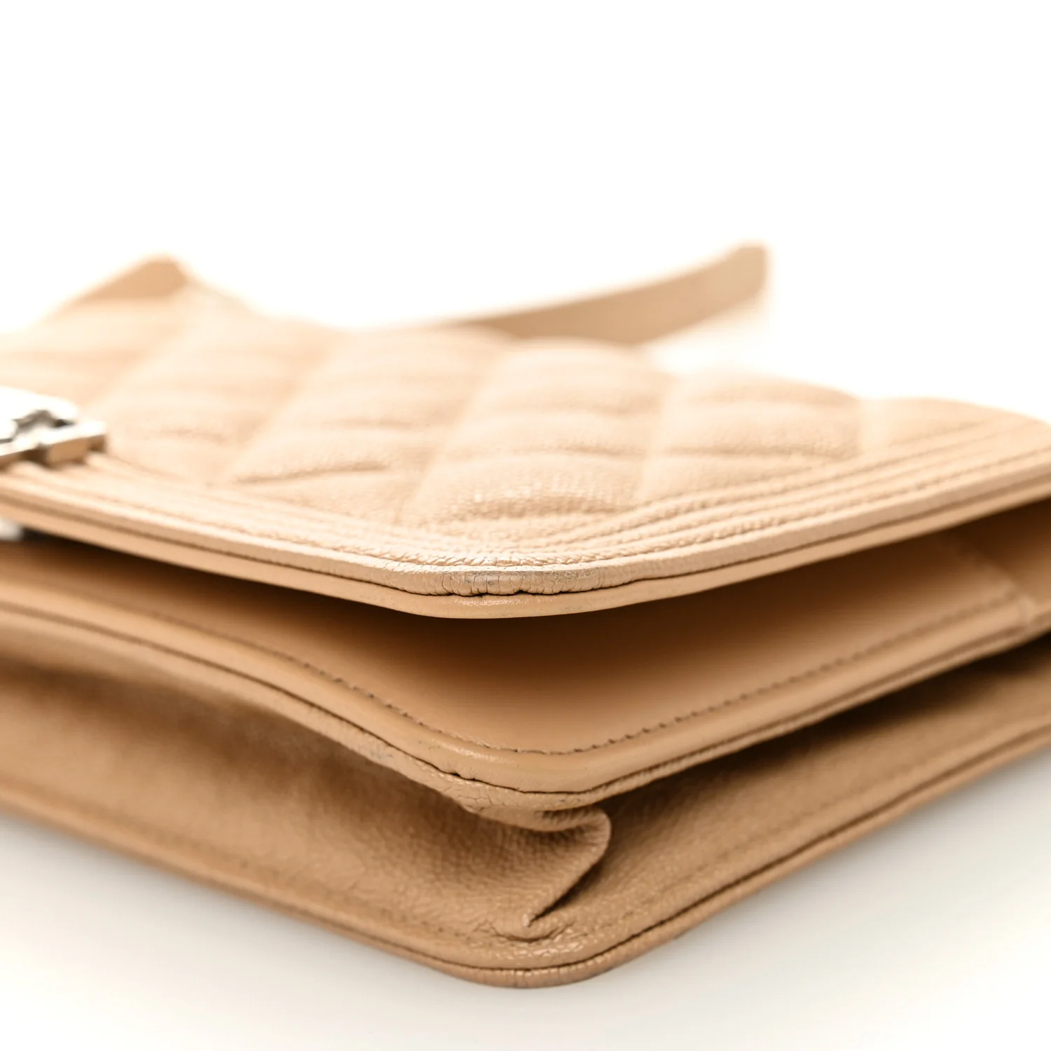 Caviar Quilted Boy Wallet On Chain WOC Dark Beige - Image 11