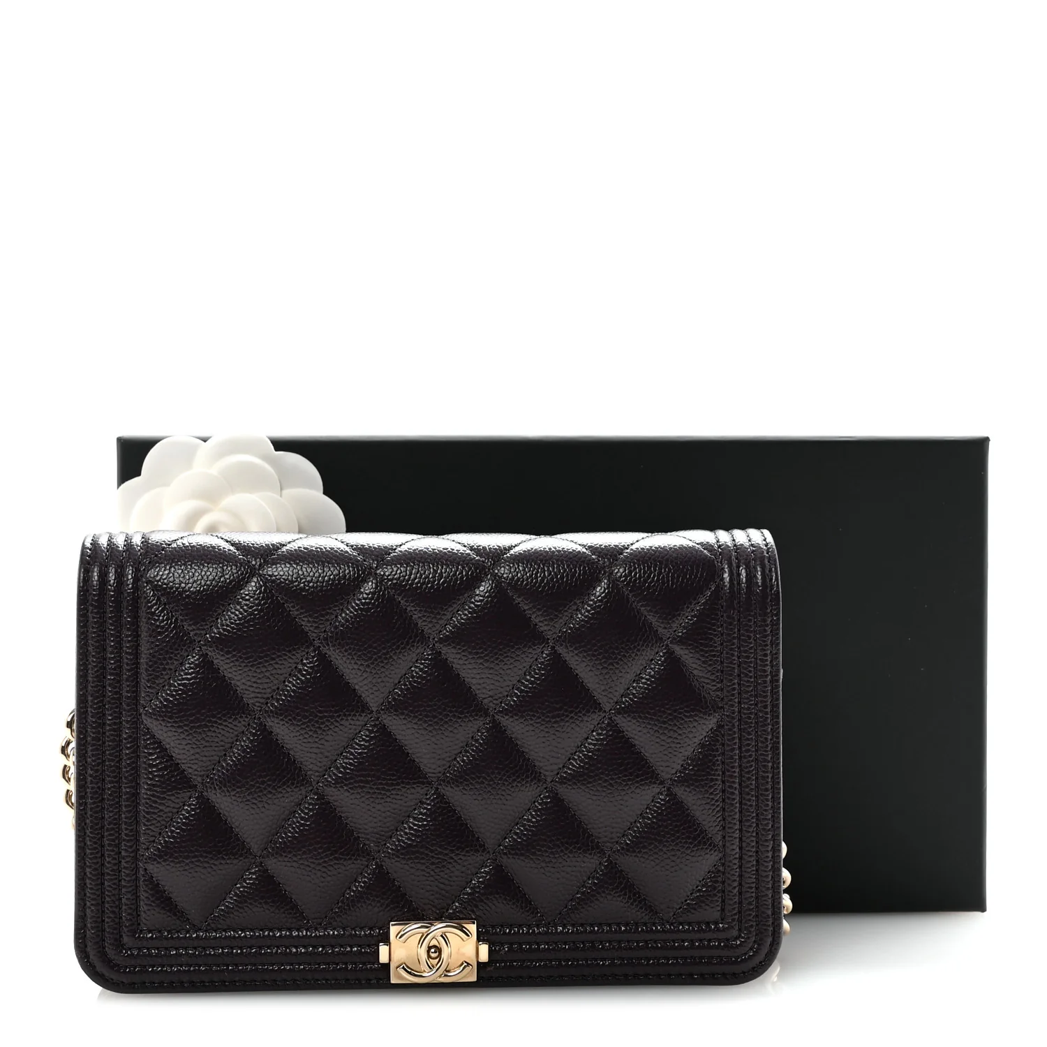 Caviar Quilted Boy Wallet On Chain WOC Dark Purple - Image 23