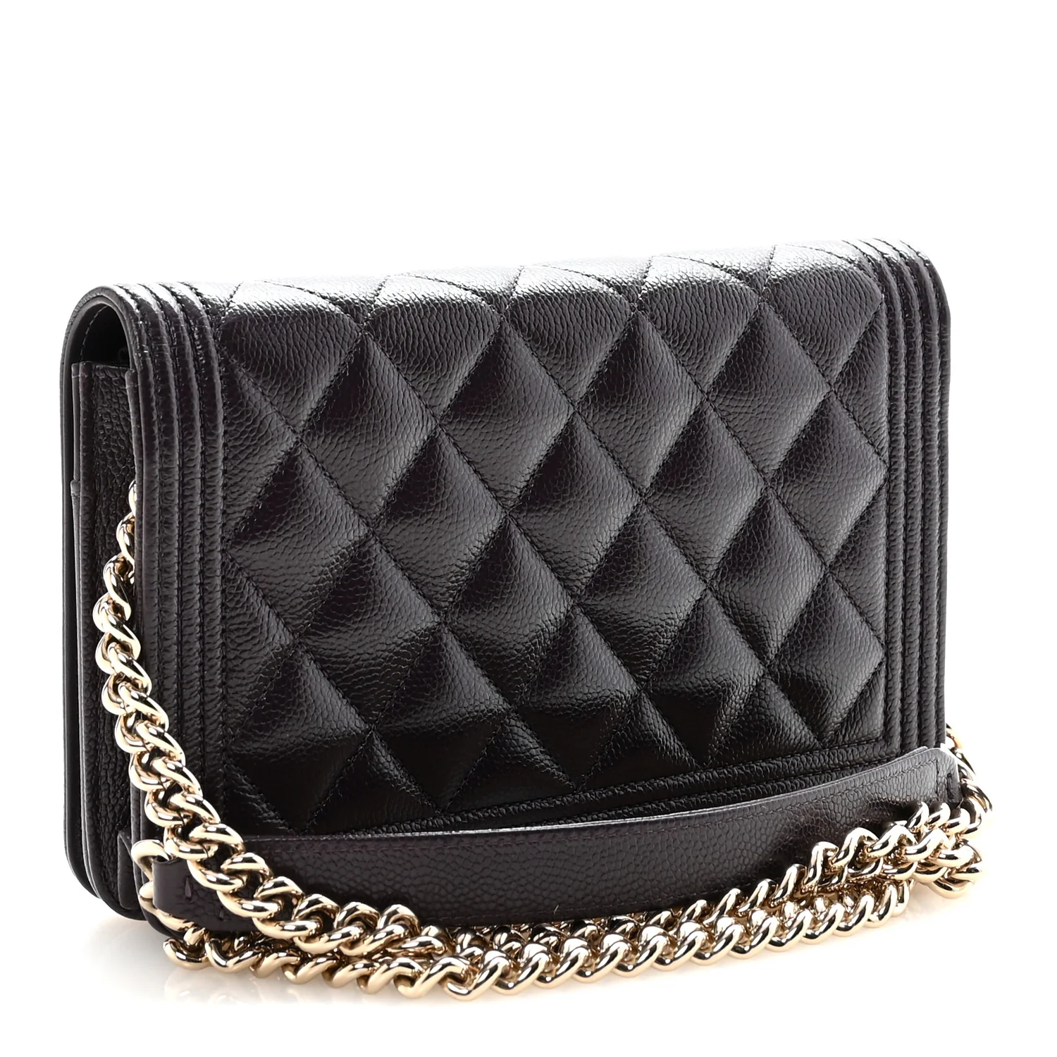 Caviar Quilted Boy Wallet On Chain WOC Dark Purple - Image 5