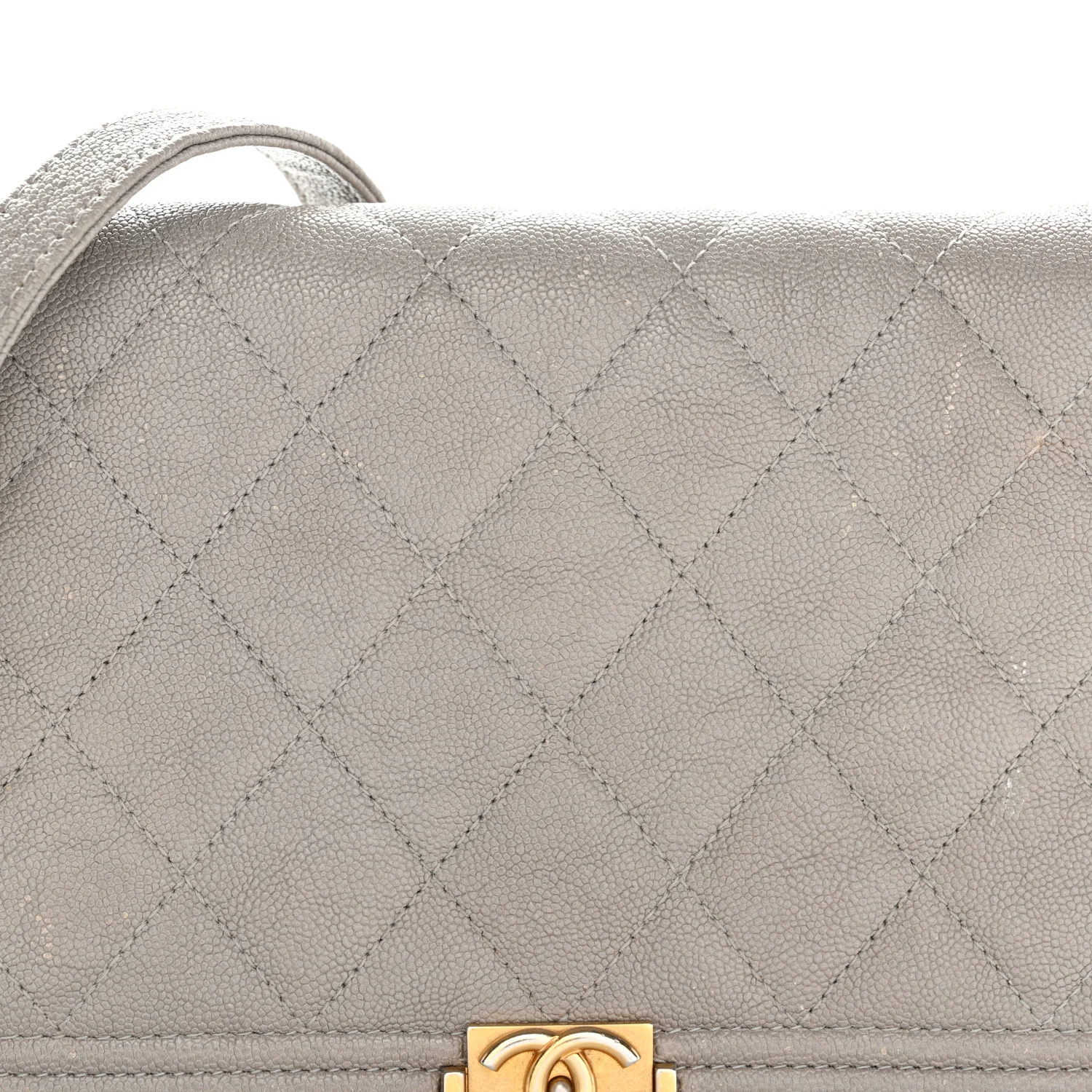 Caviar Quilted Boy Wallet On Chain WOC Grey - Image 9