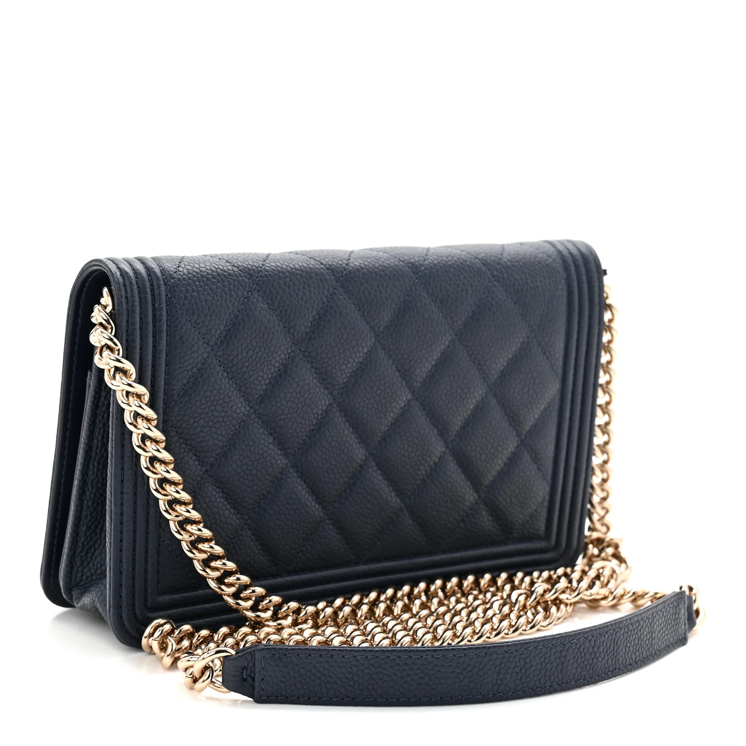 Caviar Quilted Boy Wallet On Chain WOC Navy - Image 3