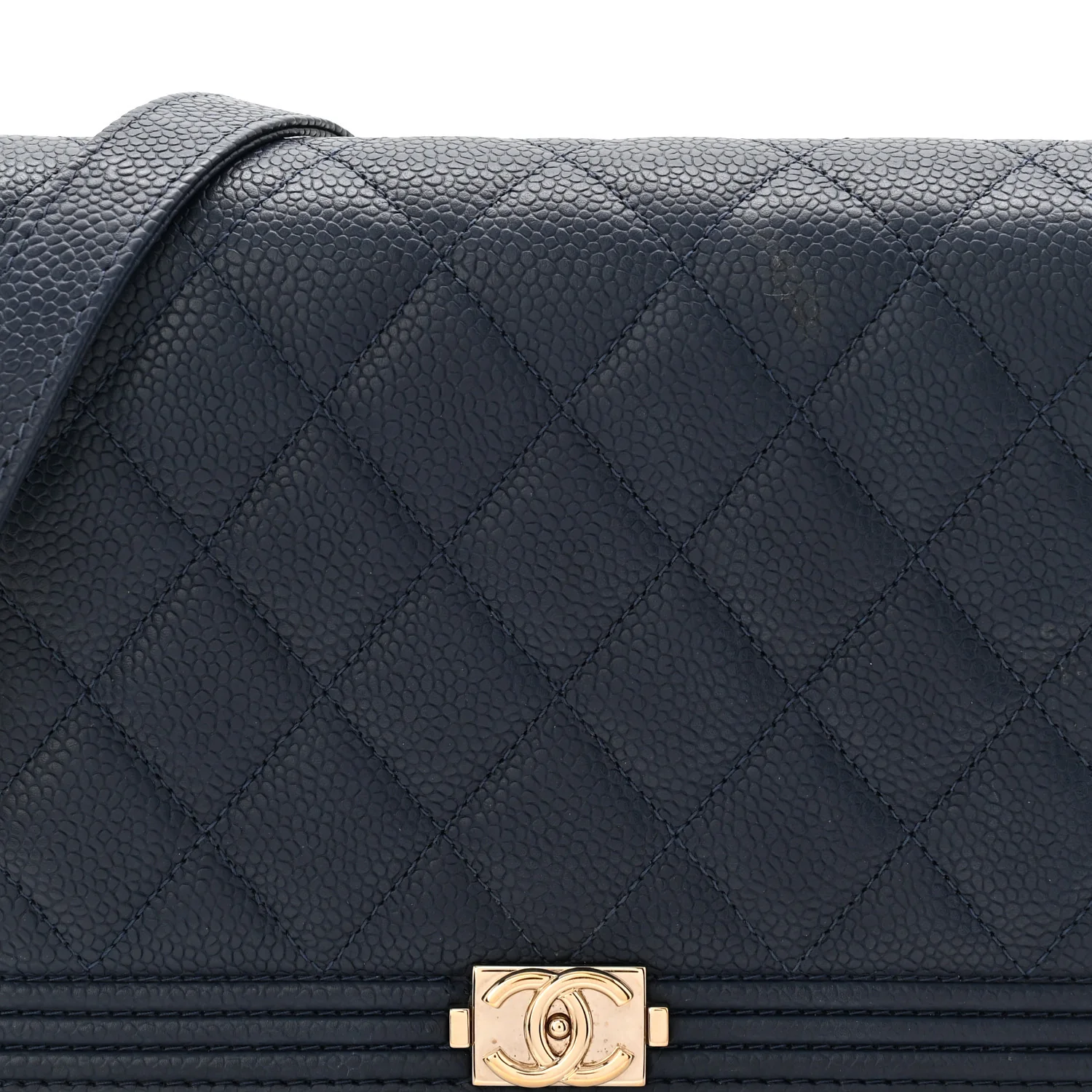Caviar Quilted Boy Wallet On Chain WOC Navy - Image 9