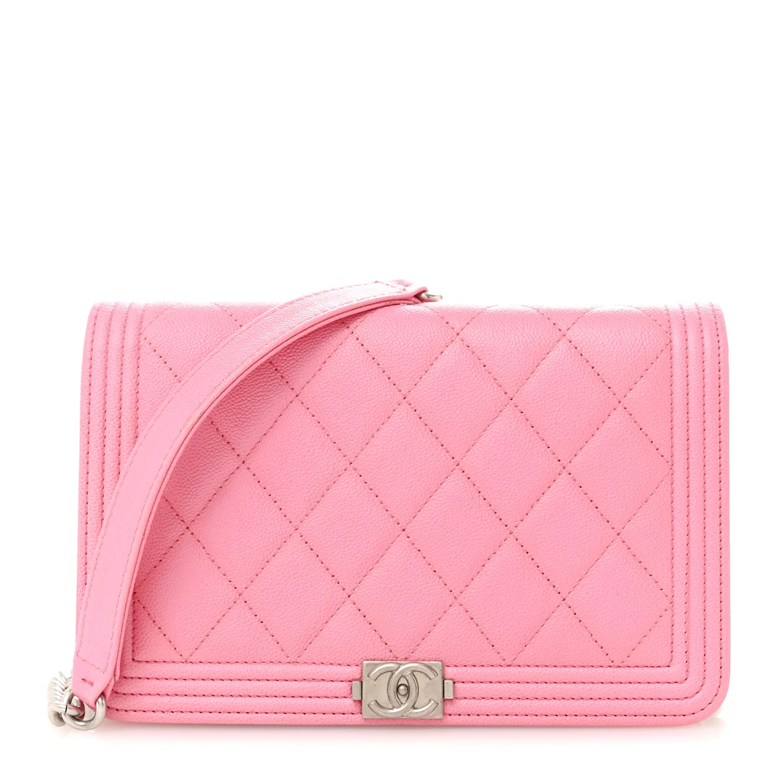 Caviar Quilted Boy Wallet On Chain WOC Pink