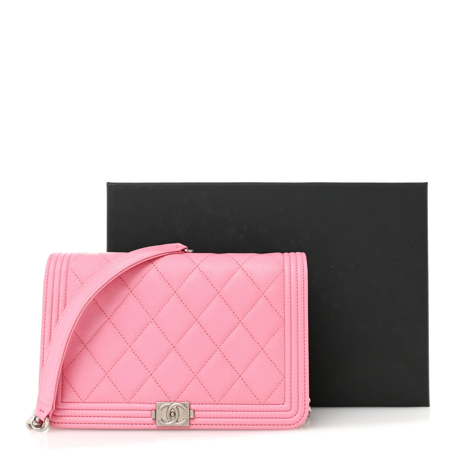 Caviar Quilted Boy Wallet On Chain WOC Pink - Image 14