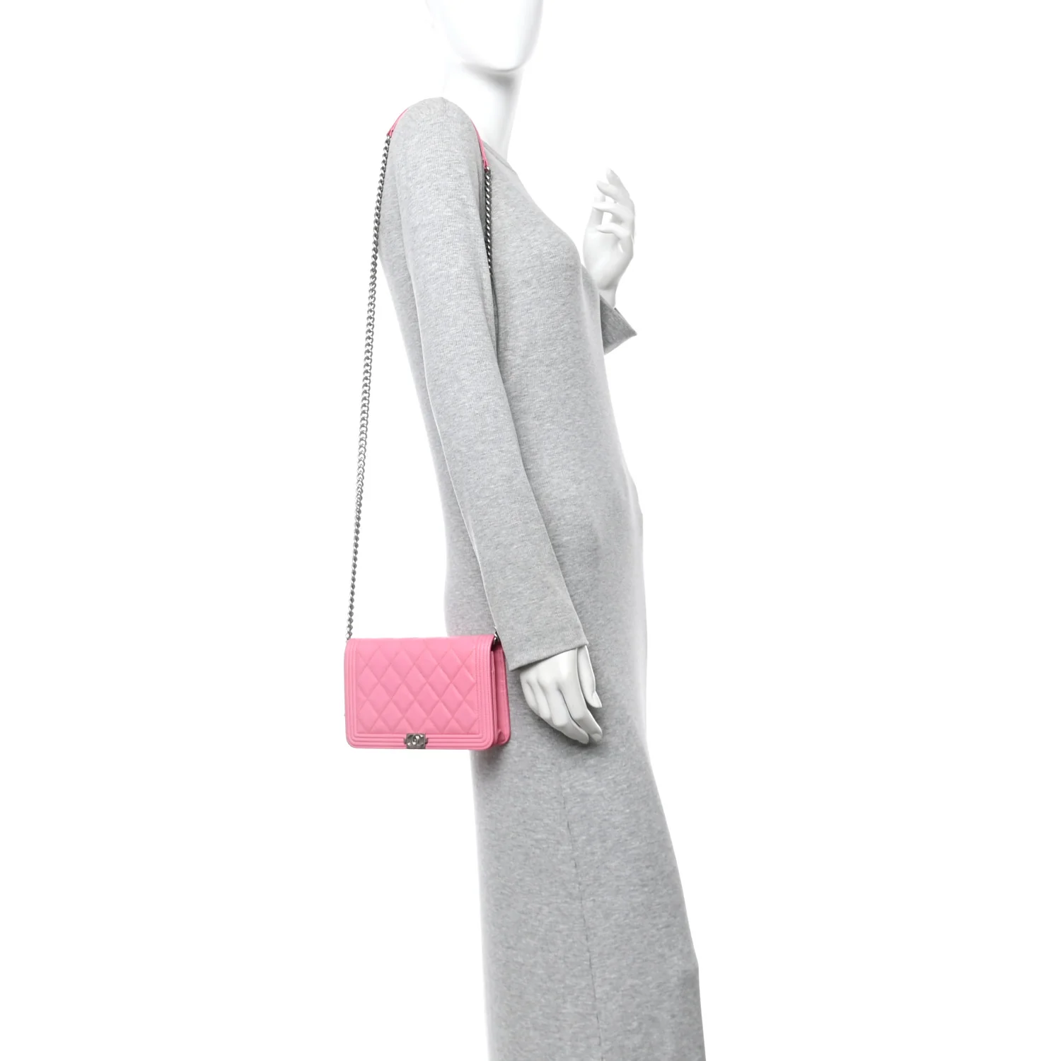 Caviar Quilted Boy Wallet On Chain WOC Pink - Image 2