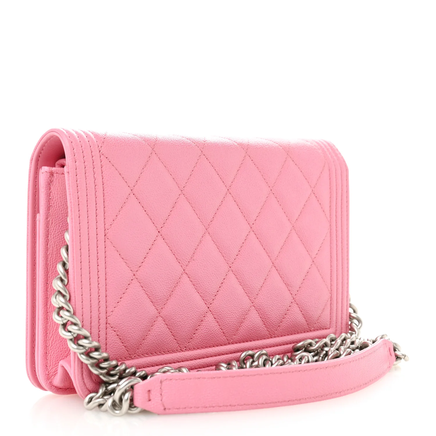 Caviar Quilted Boy Wallet On Chain WOC Pink - Image 3