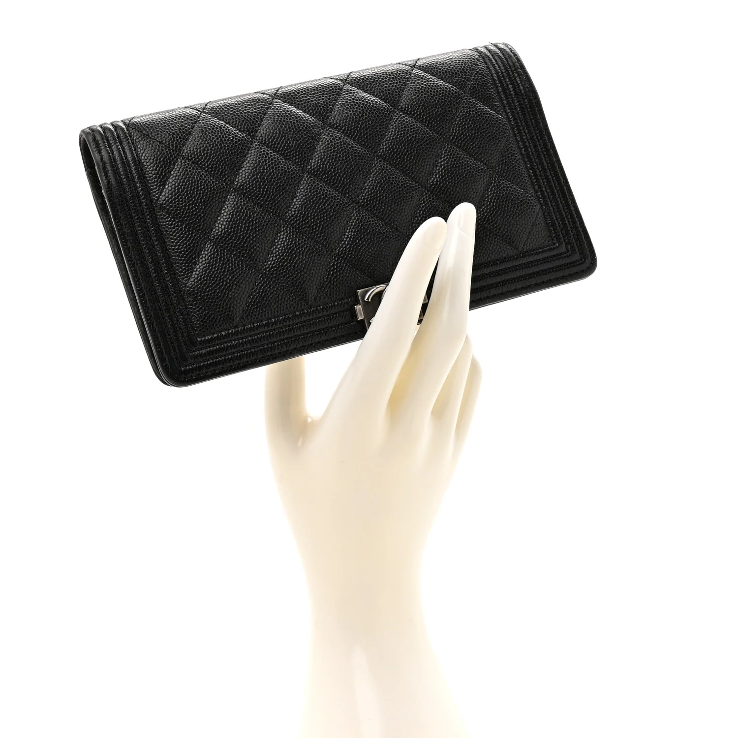Caviar Quilted Boy Yen Wallet Black - Image 2