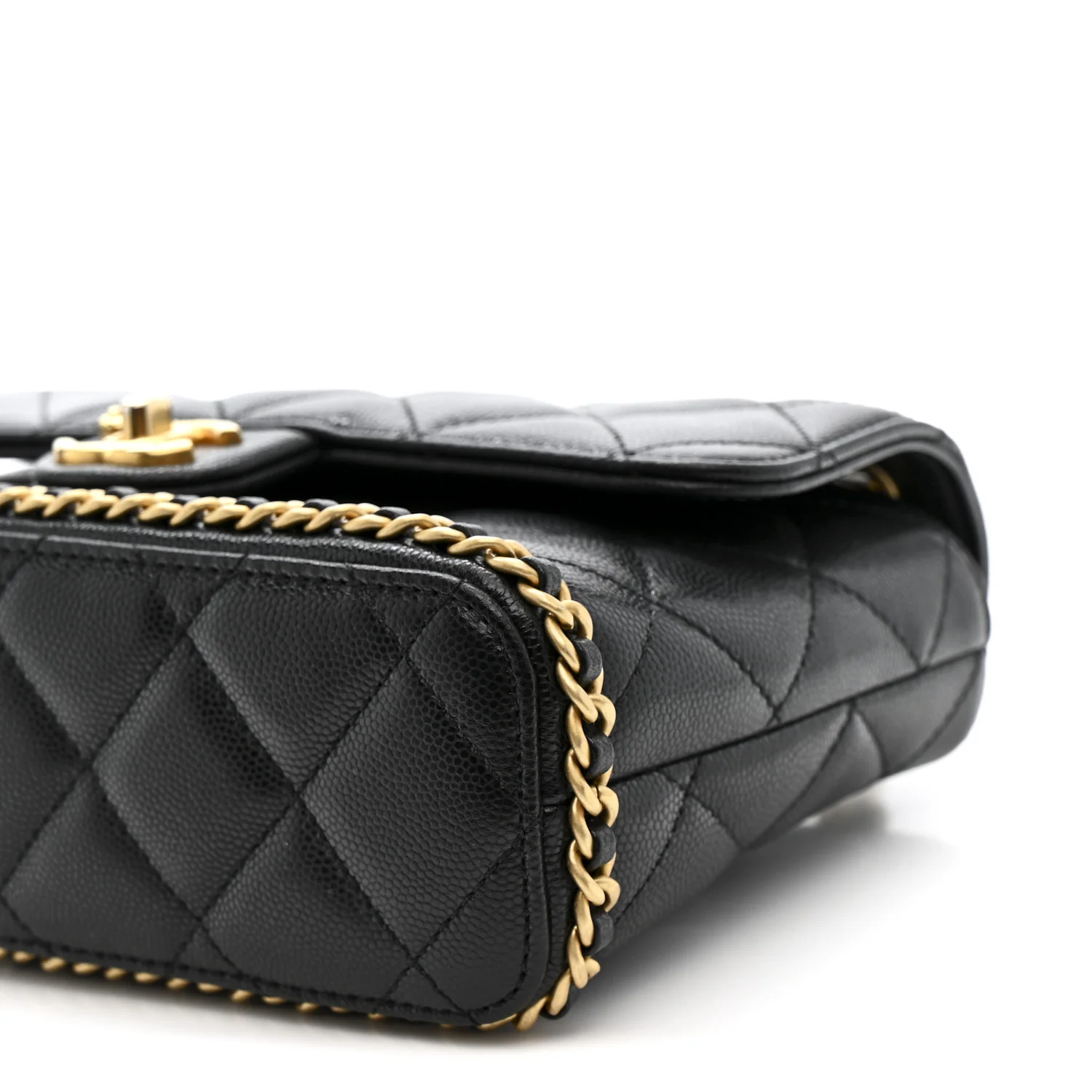 Caviar Quilted Camellia Chain Around Flap Black - Image 10