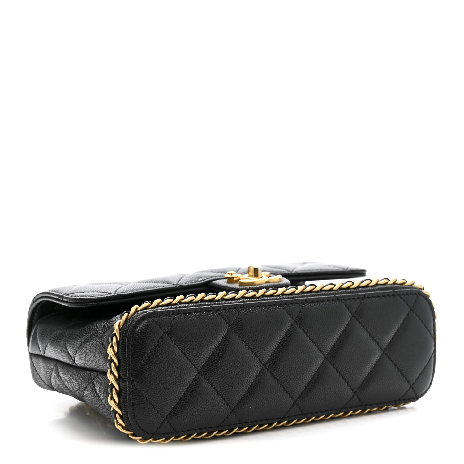 Caviar Quilted Camellia Chain Around Flap Black - Image 4