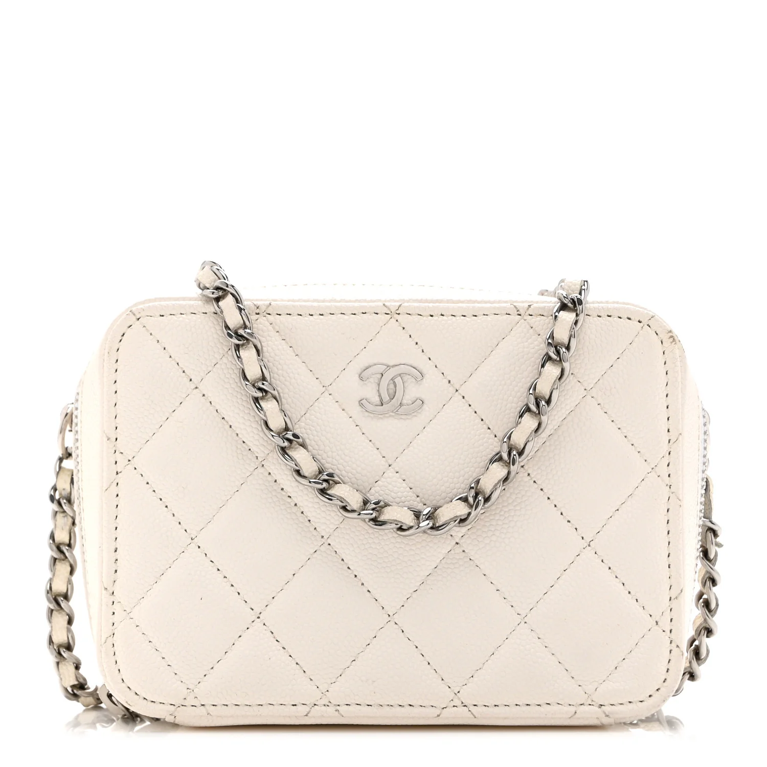 Caviar Quilted Camera Bag White
