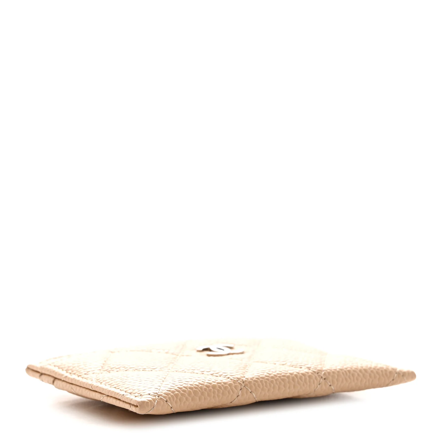 Caviar Quilted Card Holder Beige - Image 4