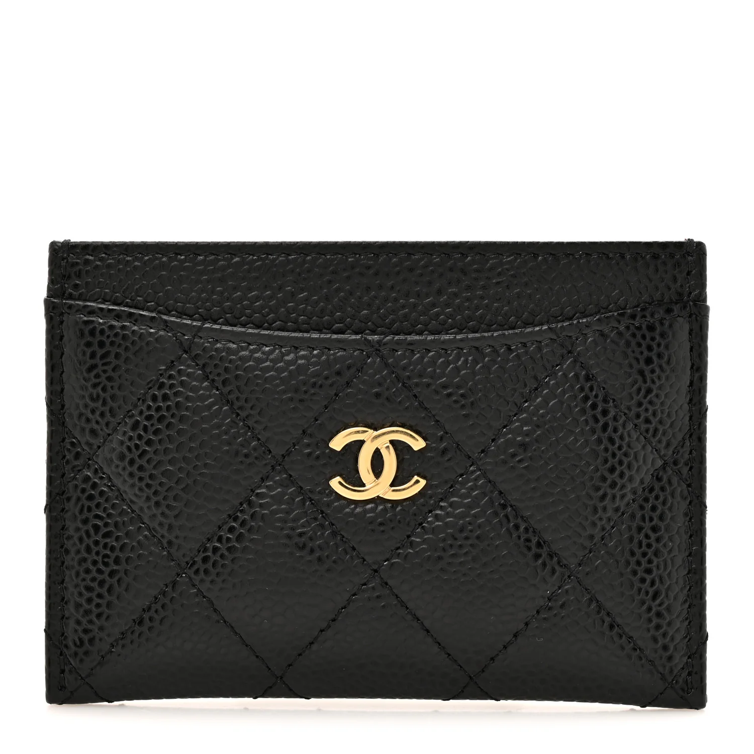 Caviar Quilted Card Holder Black
