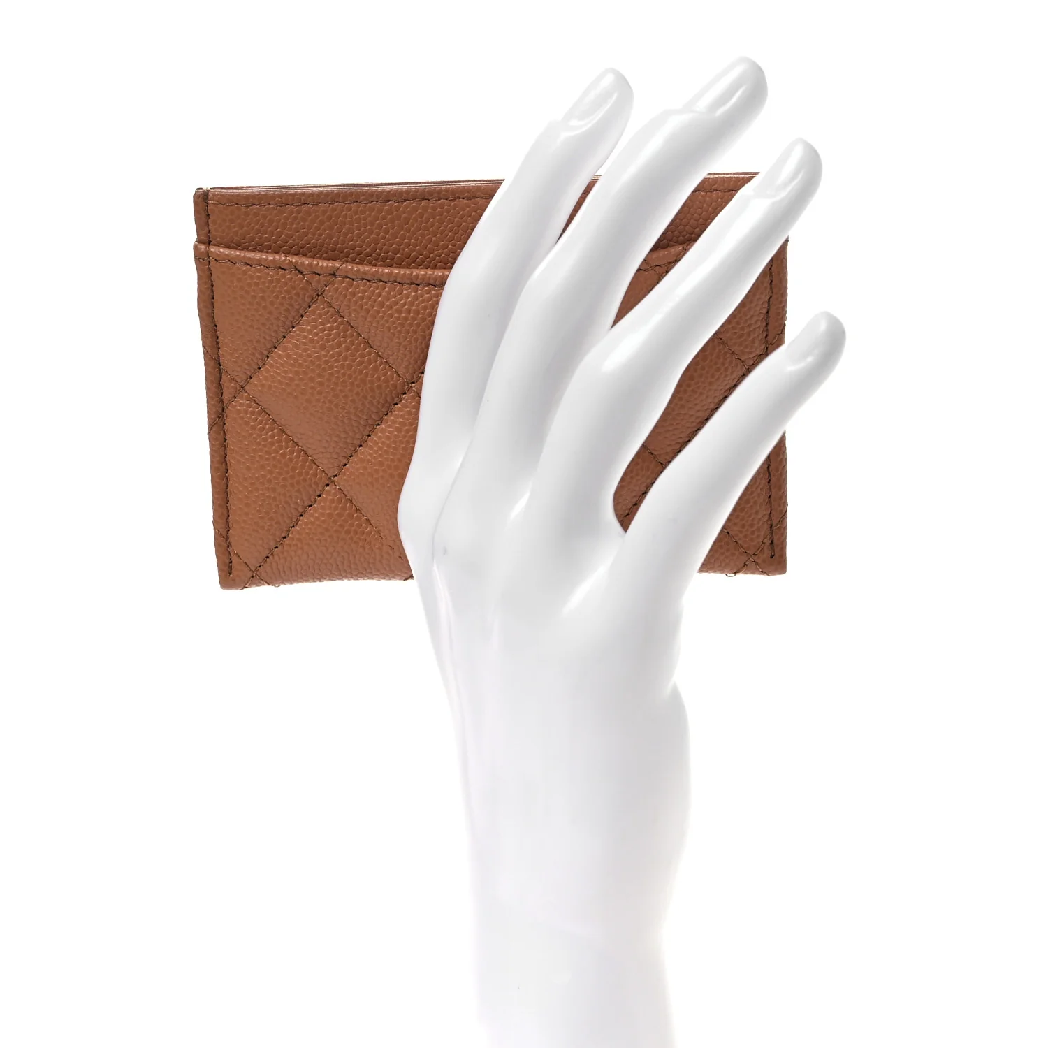 Caviar Quilted Card Holder Dark Beige - Image 2