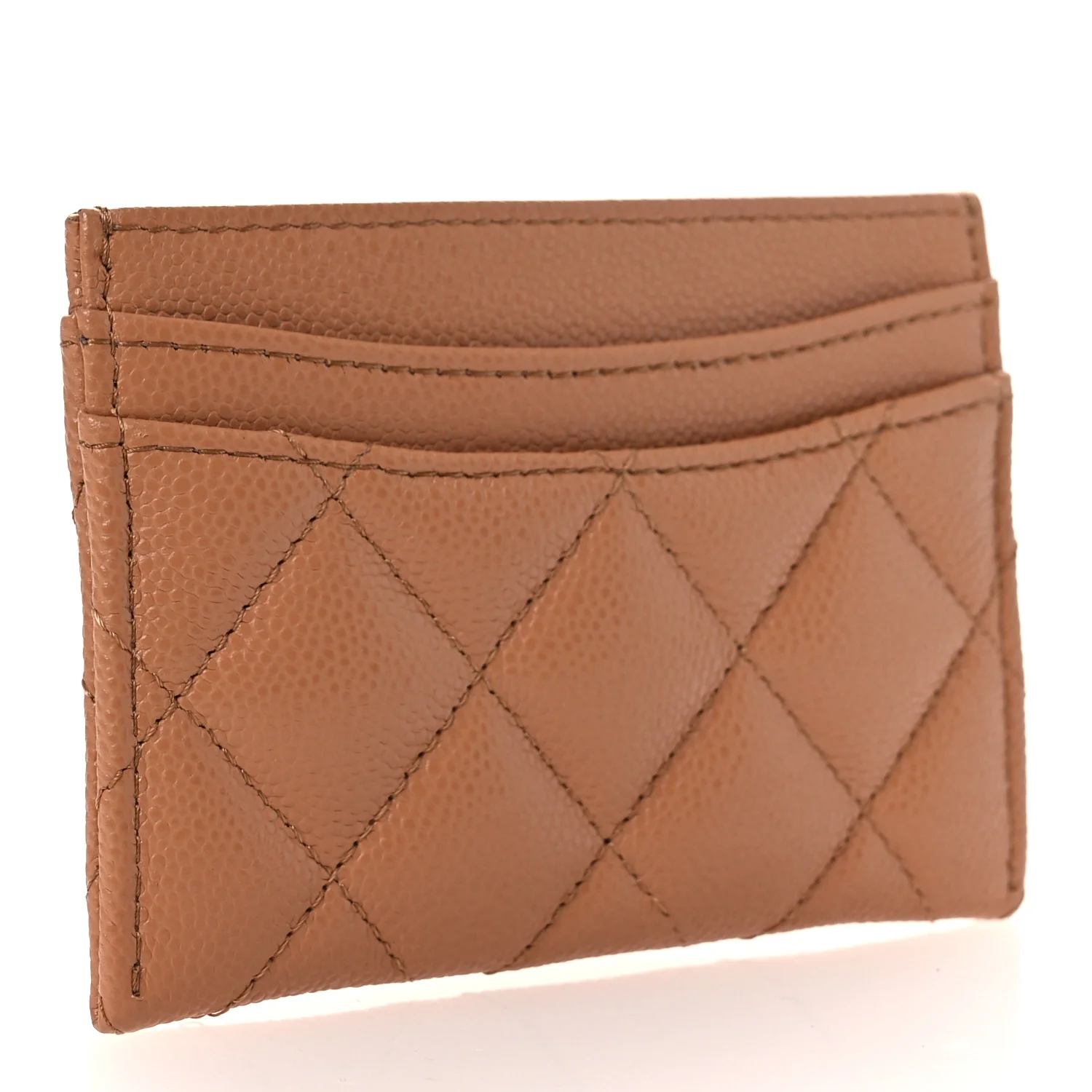 Caviar Quilted Card Holder Dark Beige - Image 3