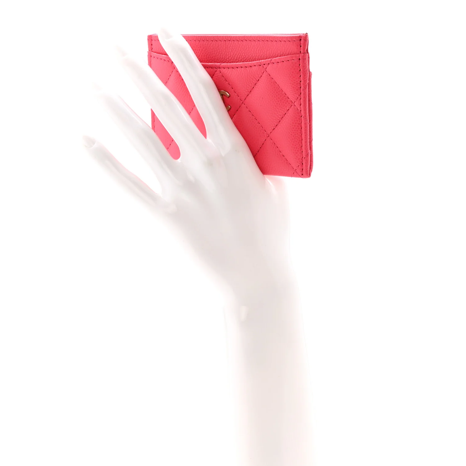 Caviar Quilted Card Holder Dark Pink - Image 2