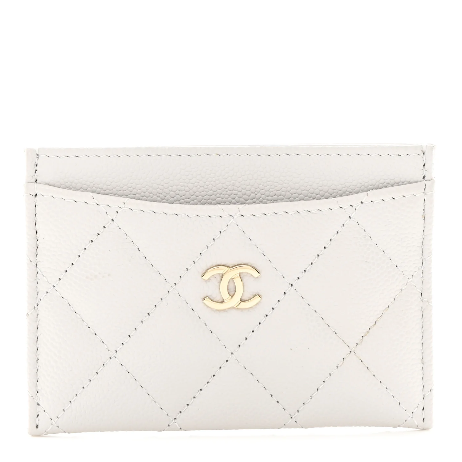 Caviar Quilted Card Holder Grey