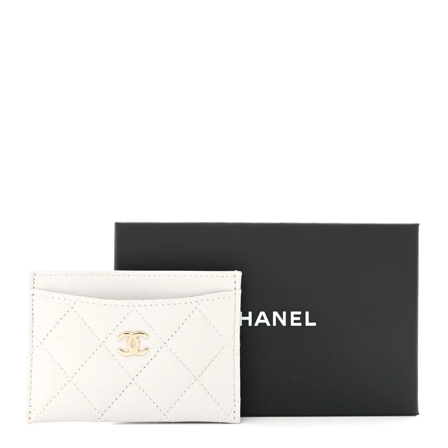 Caviar Quilted Card Holder Grey - Image 9