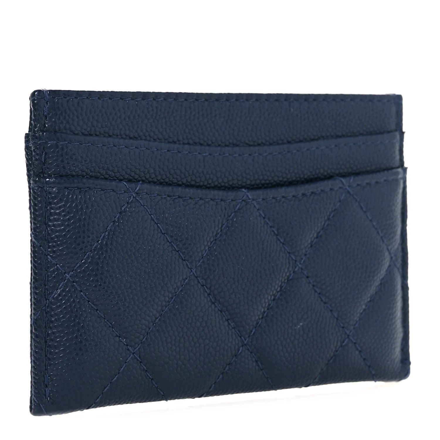 Caviar Quilted Card Holder Navy - Image 3