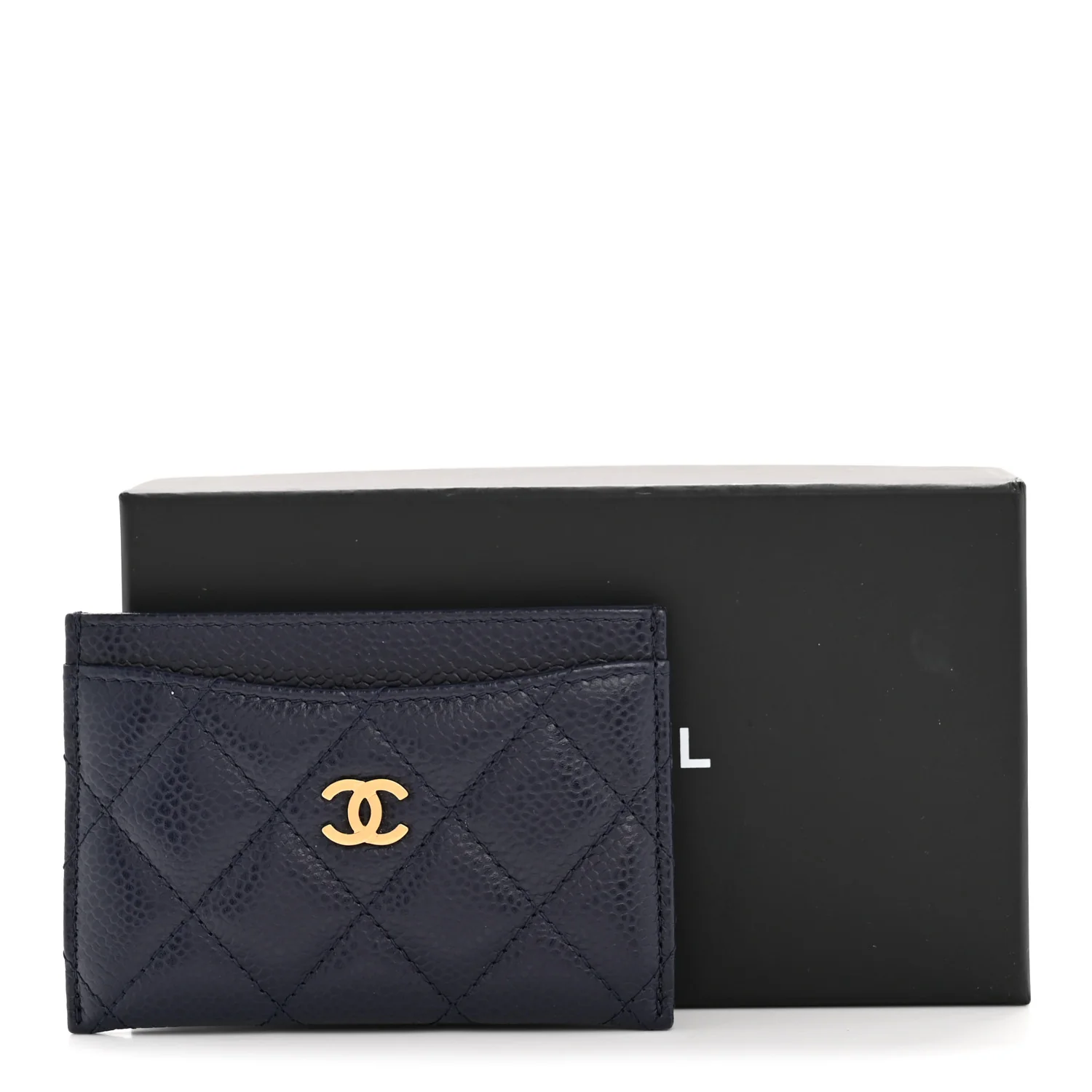 Caviar Quilted Card Holder Navy - Image 11