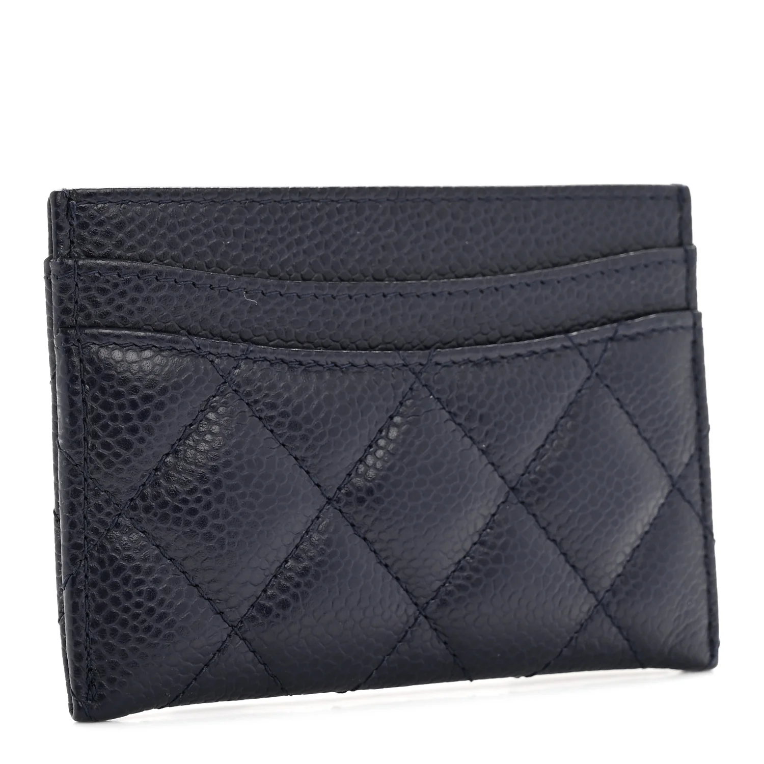 Caviar Quilted Card Holder Navy - Image 3