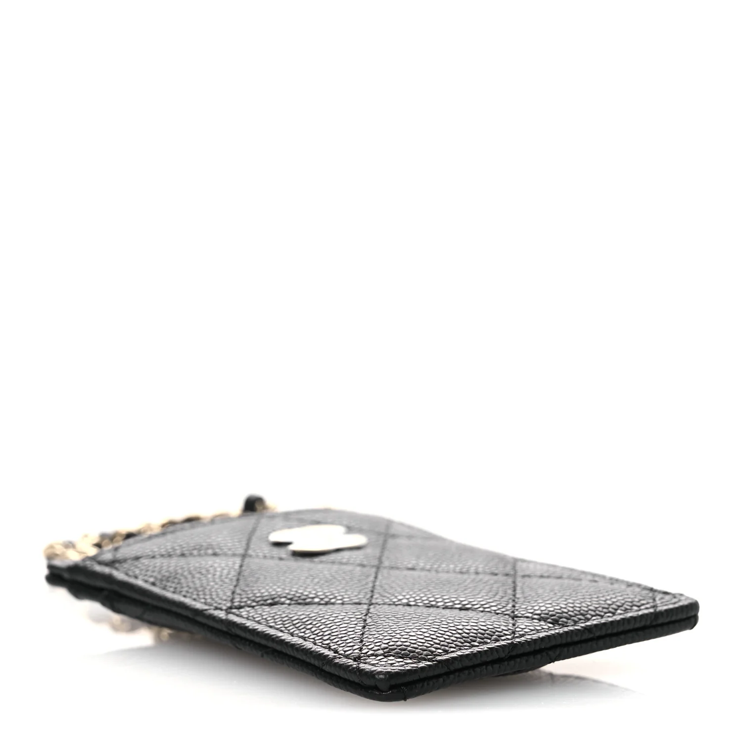 Caviar Quilted Card Holder On Chain Black - Image 4