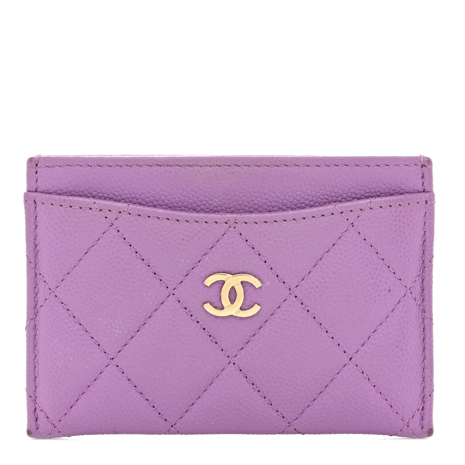 Caviar Quilted Card Holder Purple