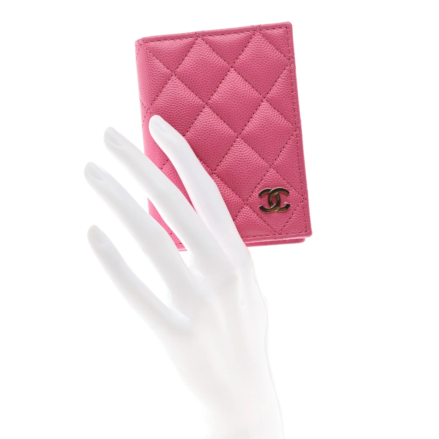 Caviar Quilted Card Holder Wallet Pink - Image 3