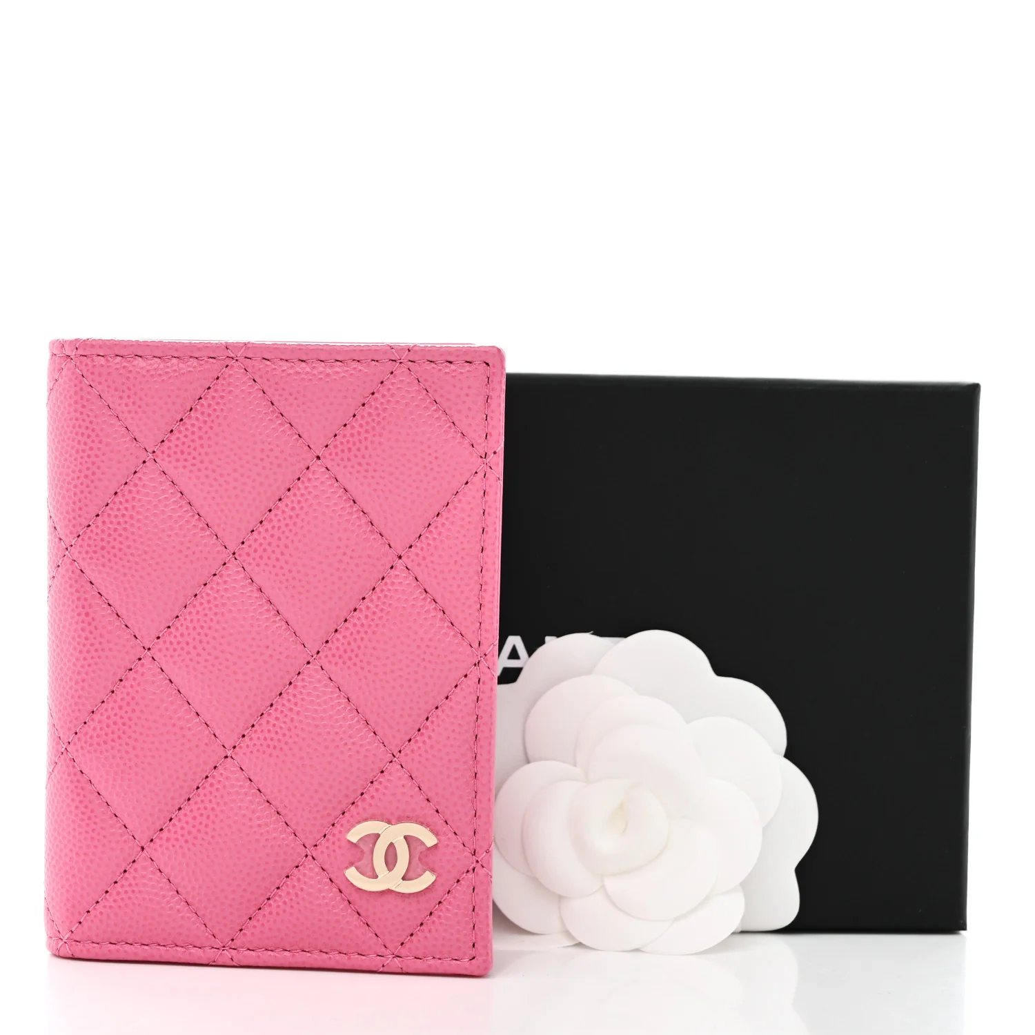 Caviar Quilted Card Holder Wallet Pink - Image 9