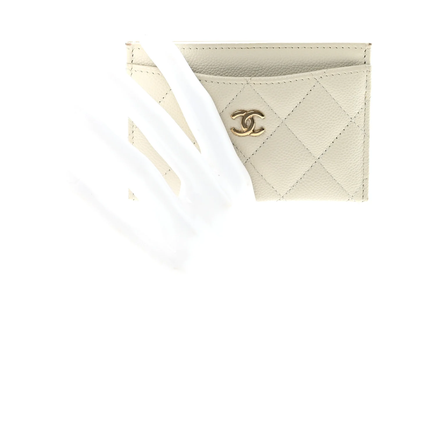 Caviar Quilted Card Holder White - Image 2