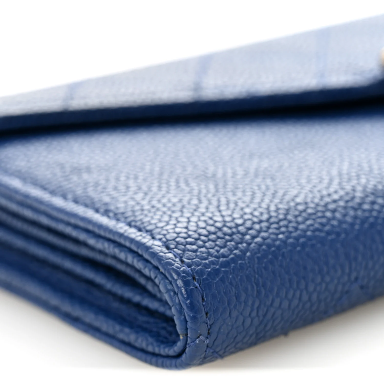 Caviar Quilted CC Box Gusset Flap Wallet Blue - Image 10