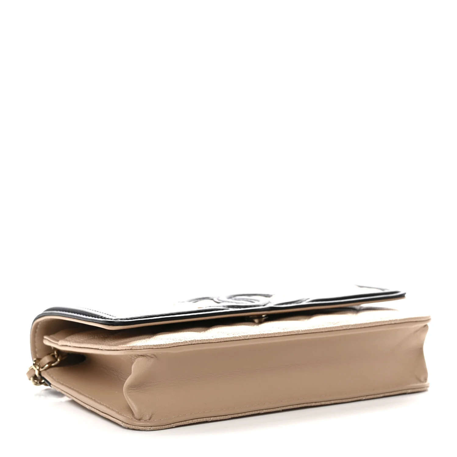 Caviar Quilted CC Filigree Wallet On Chain WOC Beige Black - Image 4