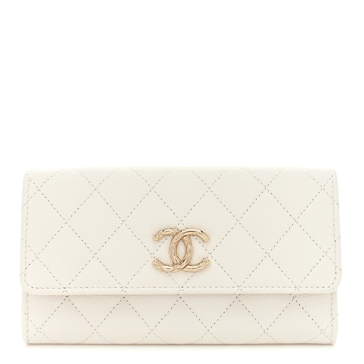 Caviar Quilted CC Medium Flap Wallet White