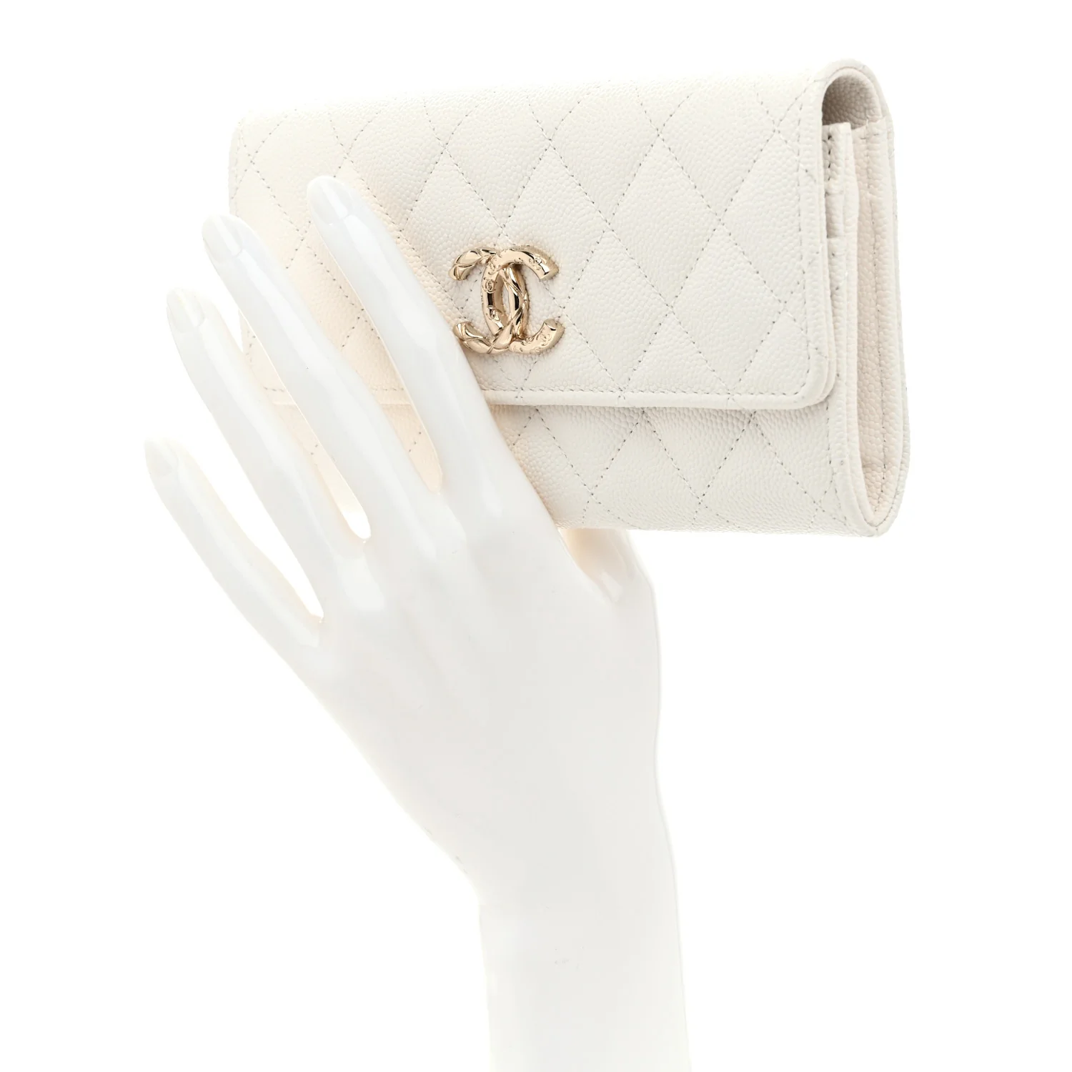 Caviar Quilted CC Medium Flap Wallet White - Image 2